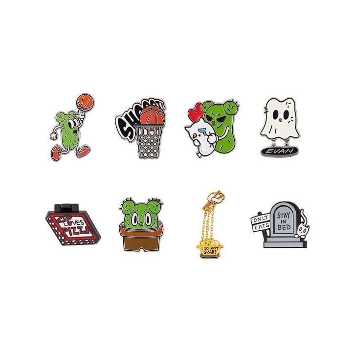 ENHYPEN - ARTIST MADE COLLECTION BY ENHYPEN OFFICIAL MERCH HEESEUNG EVAN'S CACTUS AND CAT BADGE COLLECTION