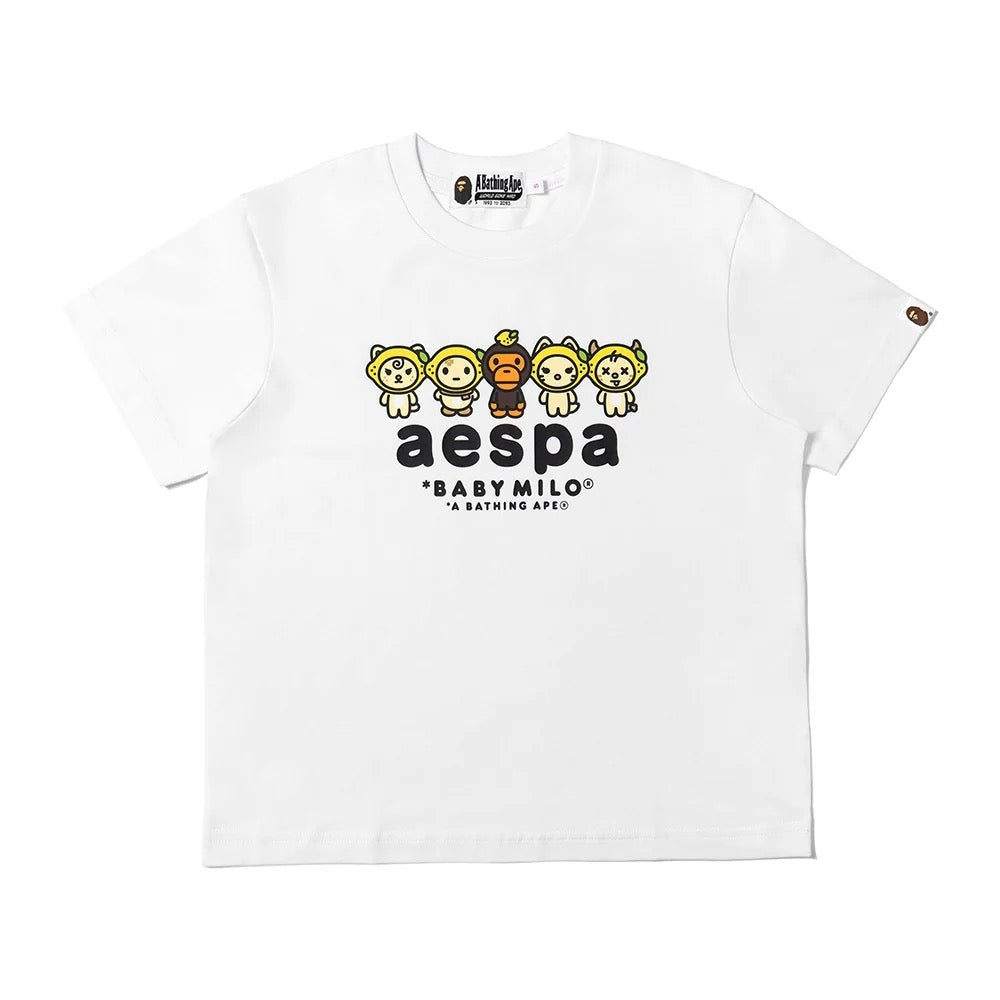 AESPA X BAPE - BABY MILO LEMONADE RELAXED FIT T-SHIRT WHITE