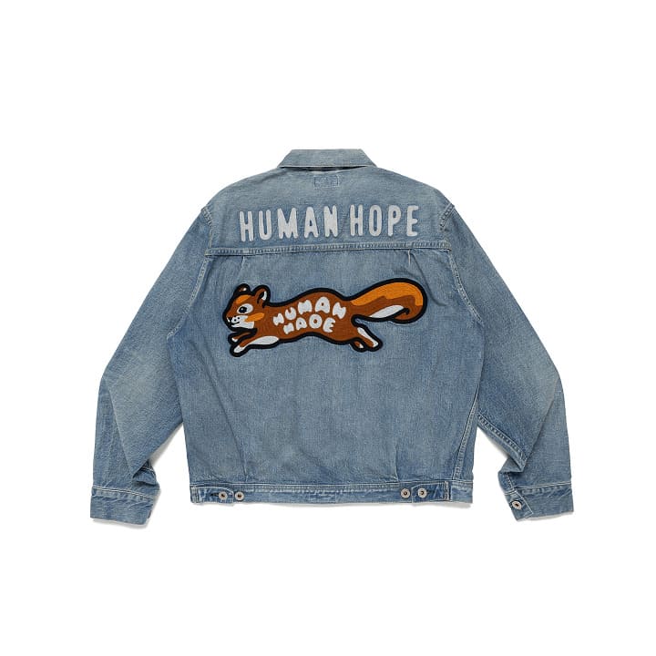 BTS J-HOPE X HUMAN MADE - HUMAN HOPE OFFICIAL MERCH DENIM WORK JACKET BLUE INDIGO