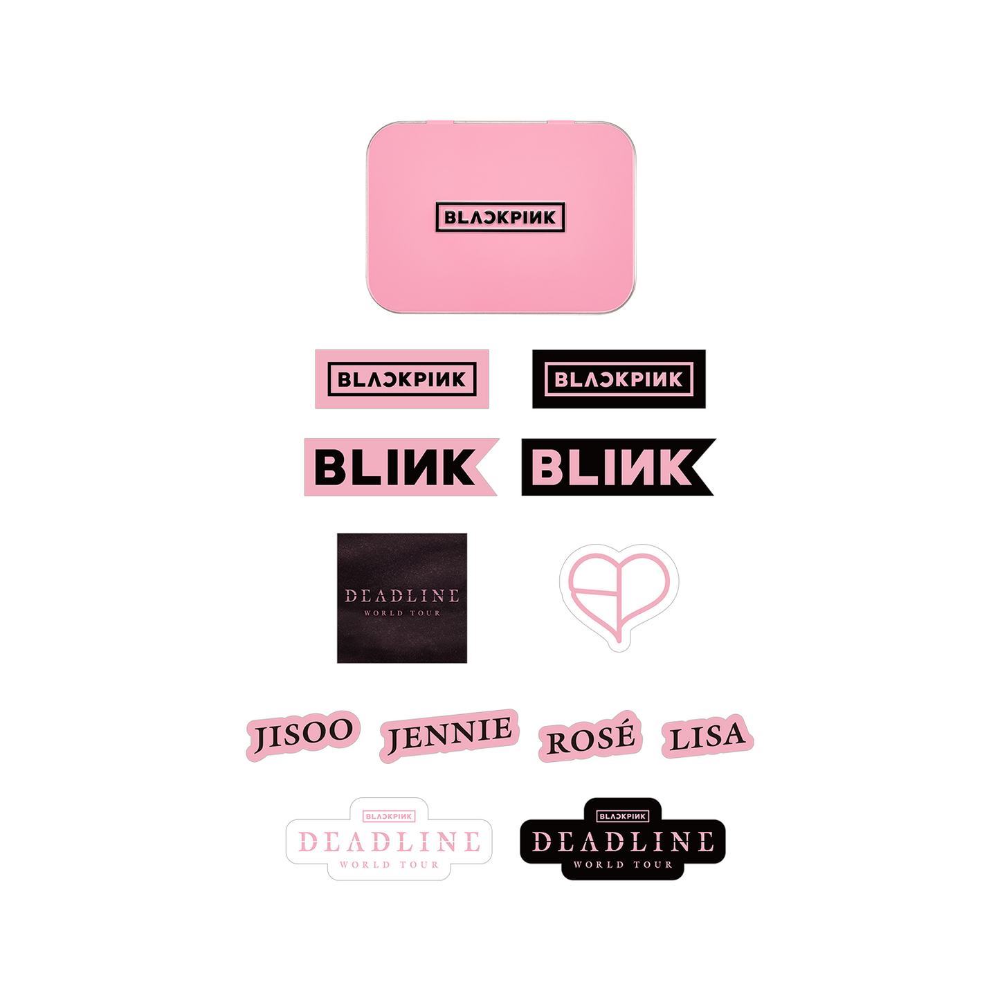BLACKPINK - WORLD TOUR DEADLINE OFFICIAL MERCH BLACKPINK TIN CASE + STICKER SET