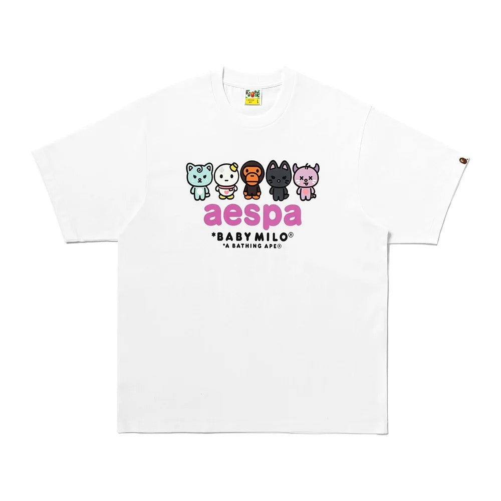 AESPA X BAPE - BABY MILO RELAXED FIT T-SHIRT WHITE