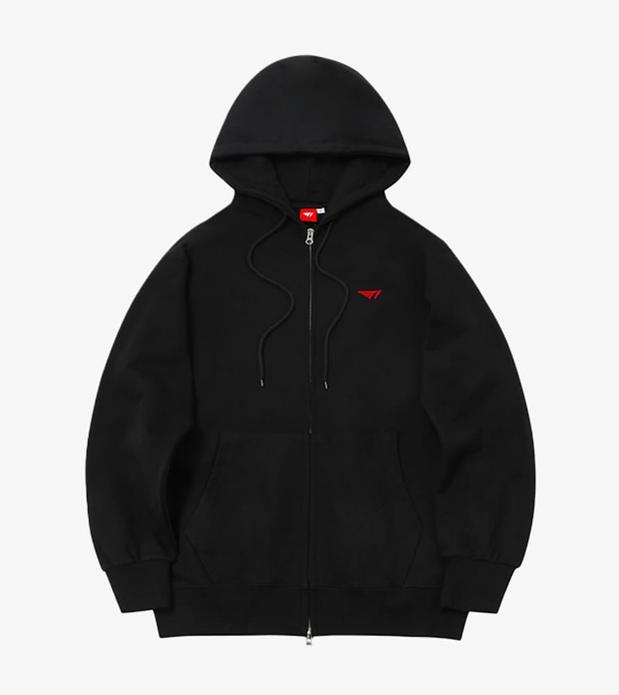 T1 - LOGO ZIP-UP HOODIE (BLACK)