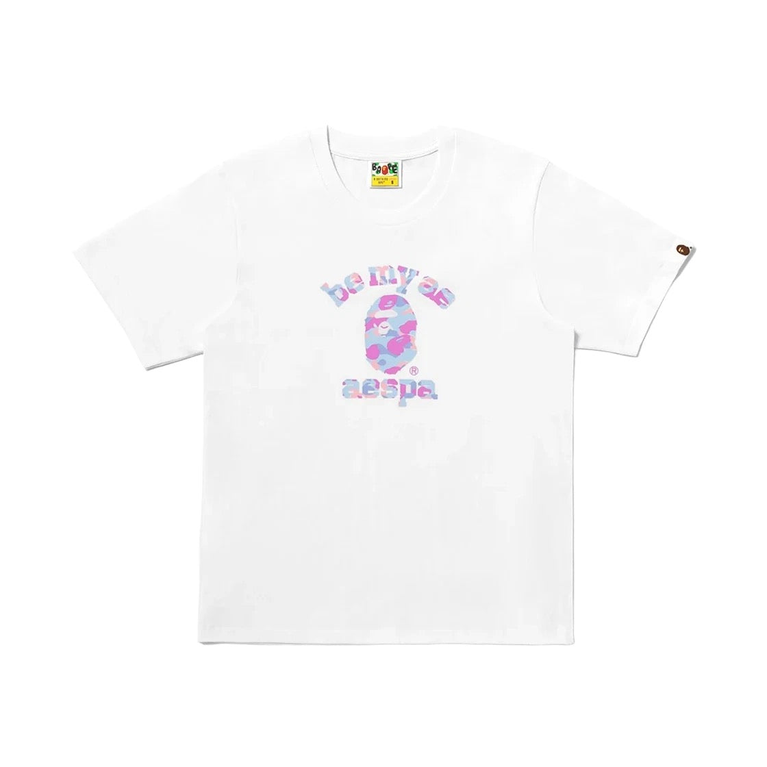 AESPA X BAPE - WOMEN'S COLLEGE RELAXED FIT T-SHIRT WHITE