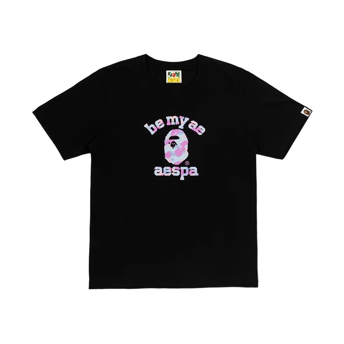 AESPA X BAPE - WOMEN'S COLLEGE RELAXED FIT T-SHIRT BLACK