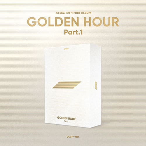 ATEEZ 10th Mini Album GOLDEN HOUR : PART.1 (DIARY VER.) with Invitation, Photo frame, Postcards, Photobook, Photocards, Bookmark, Sticker.