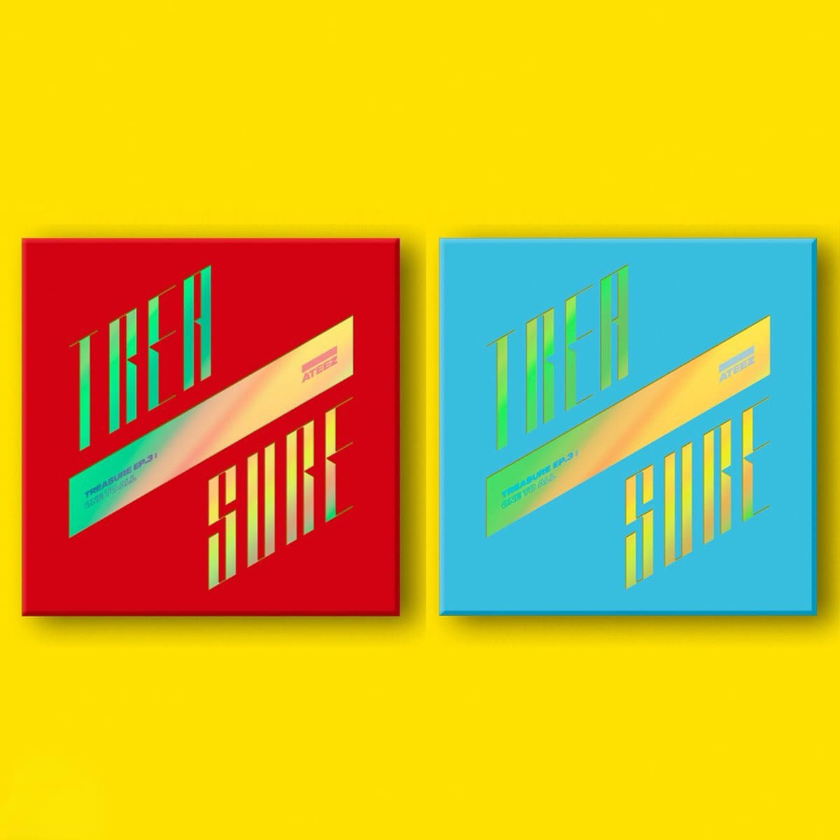 ATEEZ 3rd Mini Album TREASURE EP.3 : One To All (Illusion version, Wave version) with Photo booklet, Sticker, Folding poster, Postcards, Photocards, Polaroid.