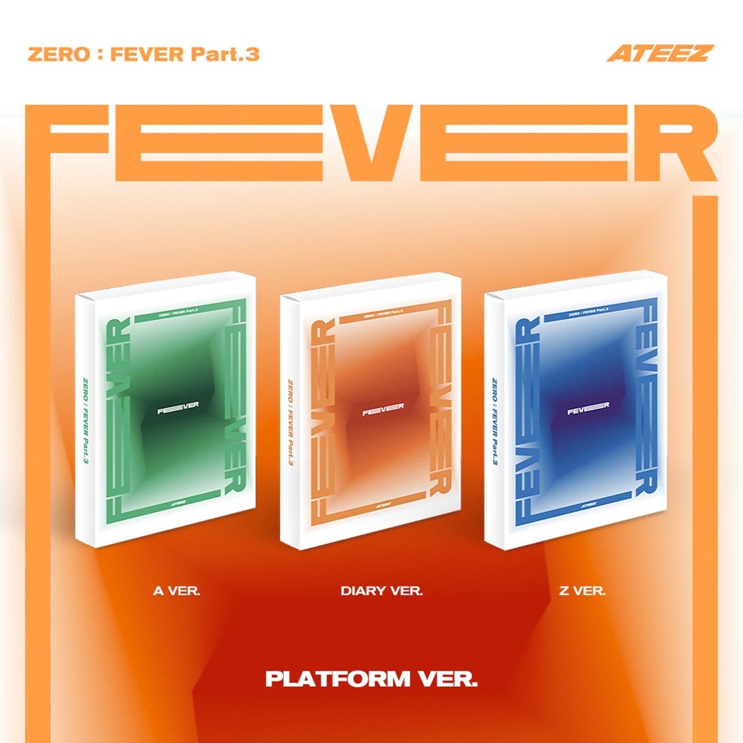 ATEEZ 7th Mini Album ZERO : FEVER Part.3 (Platform version) with Photocard, Image card.