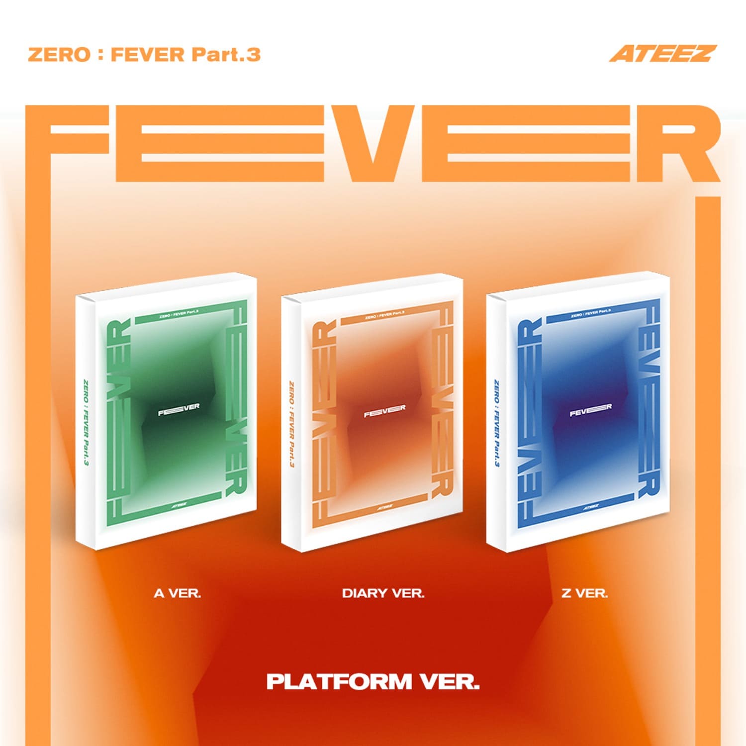 ATEEZ 7th Mini Album ZERO : FEVER Part.3 (Platform version) with Photocard, Image card.