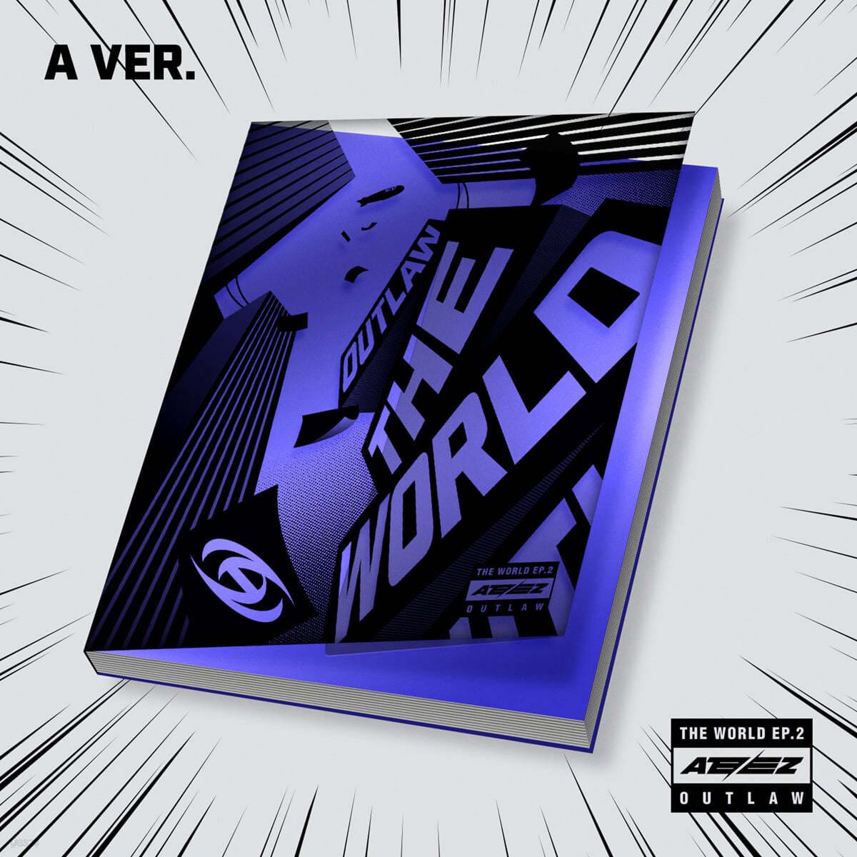 ATEEZ 9th Mini Album THE WORLD EP.2 : OUTLAW (A version) with Team label, Team book, Team mark, Emergency KIT, Partner card, Photocards, Action card, Polaroid.