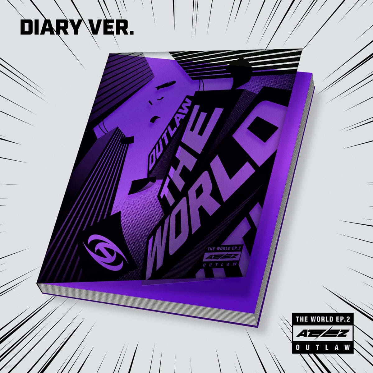 ATEEZ 9th Mini Album THE WORLD EP.2 : OUTLAW (DIARY version) with Team label, Team book, Team mark, Emergency KIT, Partner card, Photocards, Action card, Polaroid.