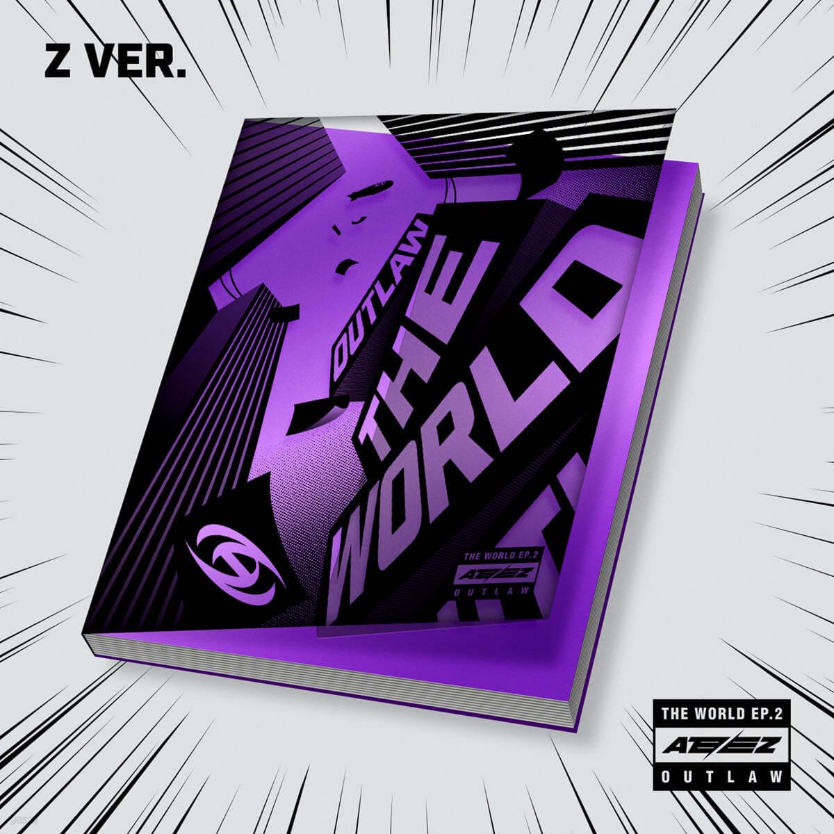 ATEEZ 9th Mini Album THE WORLD EP.2 : OUTLAW (Z version) with Team label, Team book, Team mark, Emergency KIT, Partner card, Photocards, Action card, Polaroid.