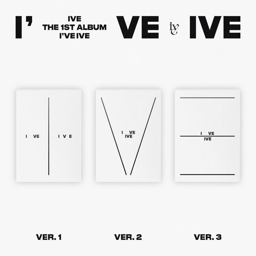 IVE 1st Full Album I’VE IVE (VER.1 / VER.2 / VER.3) with Photobook, CD-R, Photocard, Sticker.