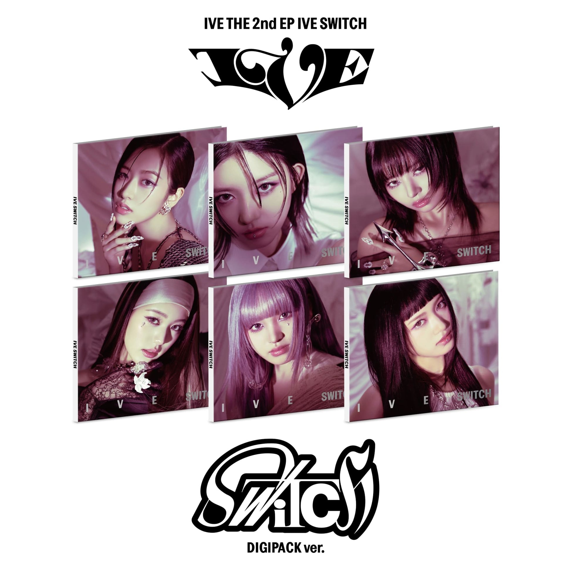 IVE 2nd EP Album IVE SWITCH DIGIPACK VER. (ANYUJIN / GAEUL / REI / JANGWONYOUNG / LIZ / LEESEO VER.) with Photobook, CD-R, Photocard, Mini folded poster.