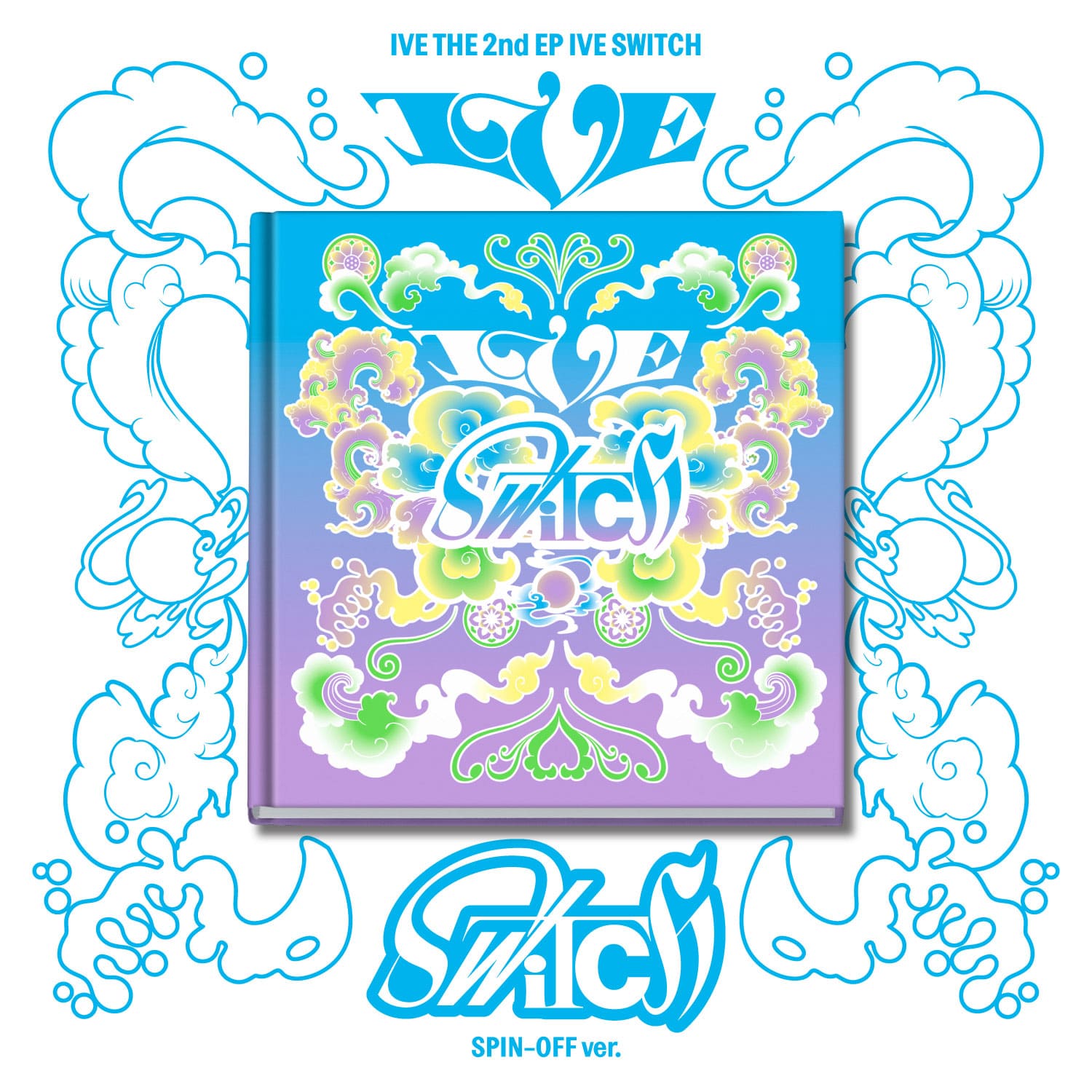 IVE 2nd EP Album IVE SWITCH (SPIN-OFF VER.) with Photobook, Photocard, CD-R, Folded heart card, Lenticular photocard, Folded poster.