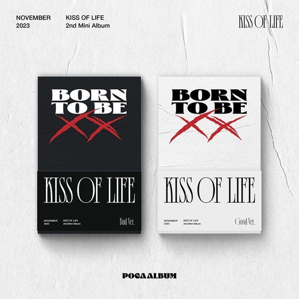 KISS OF LIFE 2nd Mini Album 'BORN TO BE XX' POCA VER. (BAD / GOOD VER.) with Photo stand package, QR Card, Photocard, Sticker, Digital contents.