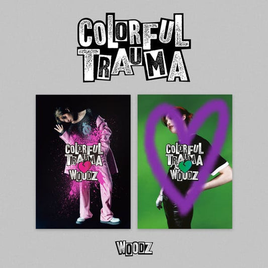 WOODZ 4th Mini Album COLORFUL TRAUMA (COLORFUL / TRAUMA VER.) with Booklet, CD-R, Sticker, Postcard, Photocard, Folded poster, Hologram photocard, Polaroid.