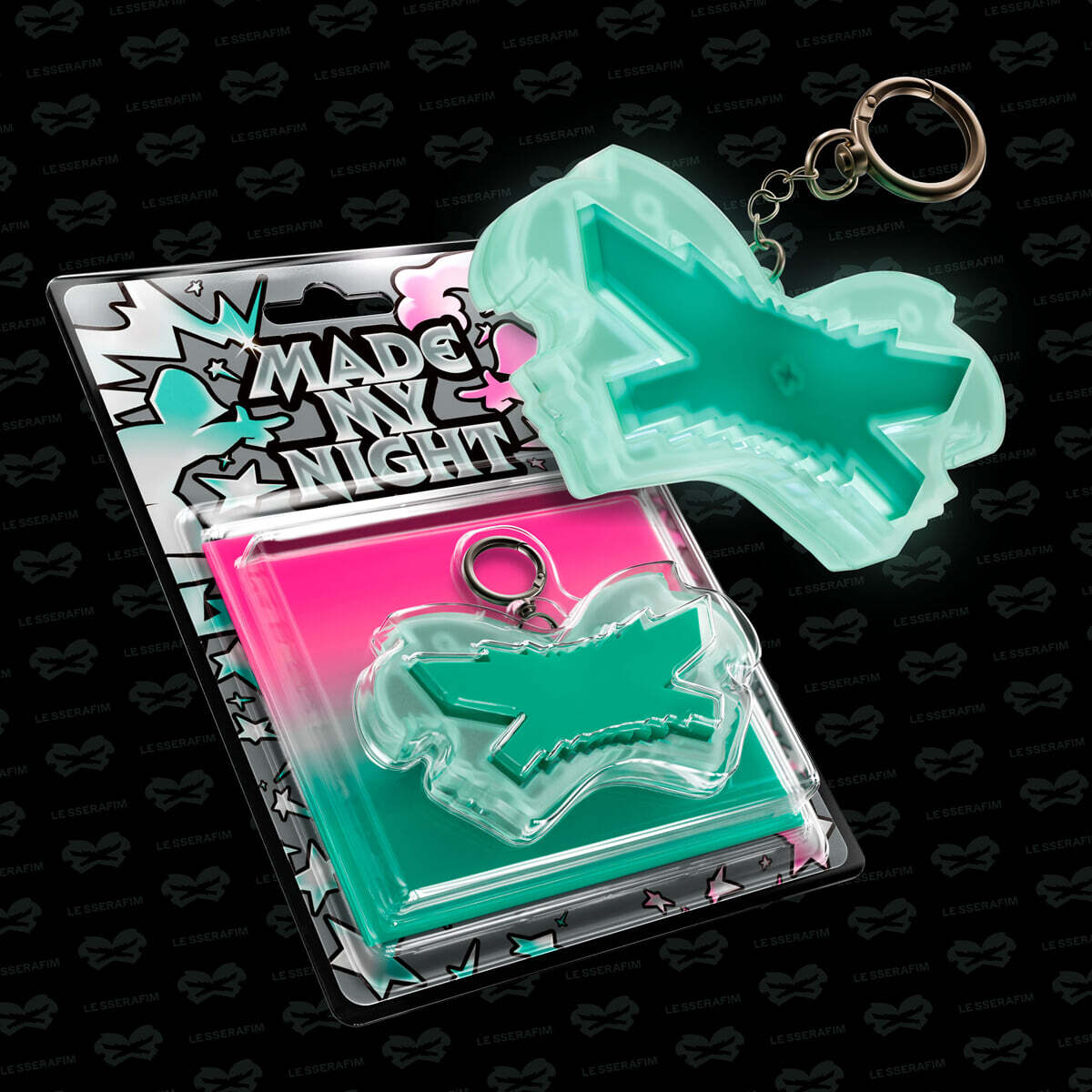 LE SSERAFIM - 2ND SINGLE ALBUM MADE MY NIGHT GLOW CLICKER KEYCHAIN (MINT VER.)