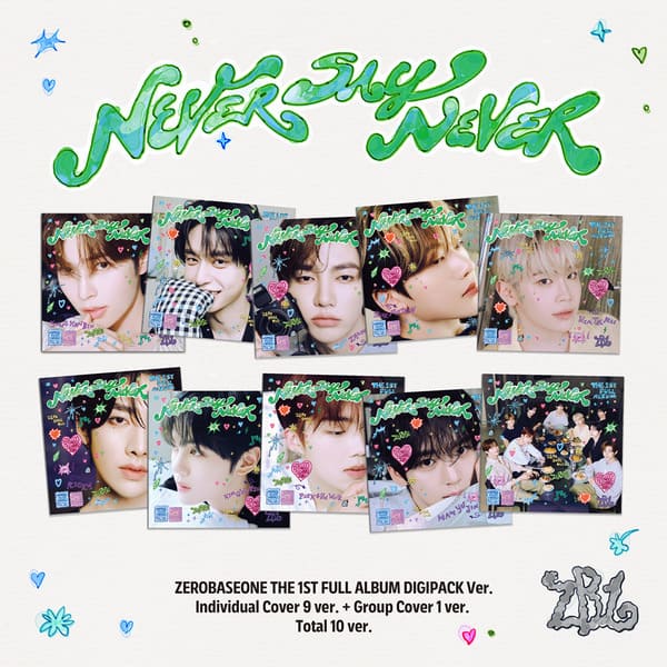 ZEROBASEONE 1st Full Album NEVER SAY NEVER DIGIPACK VER. (SUNG HAN BIN / KIM JI WOONG / ZHANG HAO / SEOK MATTHEW / KIM TAE RAE / RICKY / KIM GYU VIN / PARK GUN WOOK / HAN YU JIN VER.) with Photobook, CD-R, Folded poster, Sticker, Photo diary, Photocards, Calendar pad.
