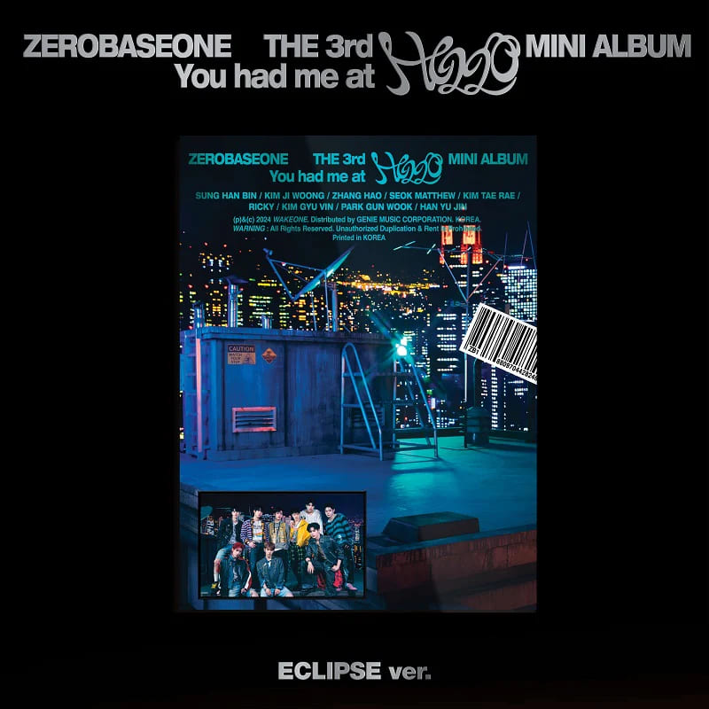 ZEROBASEONE 3rd Mini Album YOU HAD ME AT HELLO (ECLIPSE VER.) with Photobook, CD, Postcard, Unit photocard, Photocard, Sticker, Folded poster.