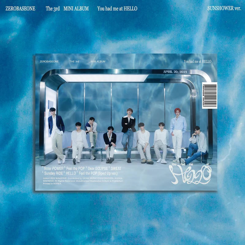 ZEROBASEONE 3rd Mini Album YOU HAD ME AT HELLO (SUNSHOWER VER.) with Photobook, CD, Postcard, Unit photocard, Photocard, Sticker, Folded poster.
