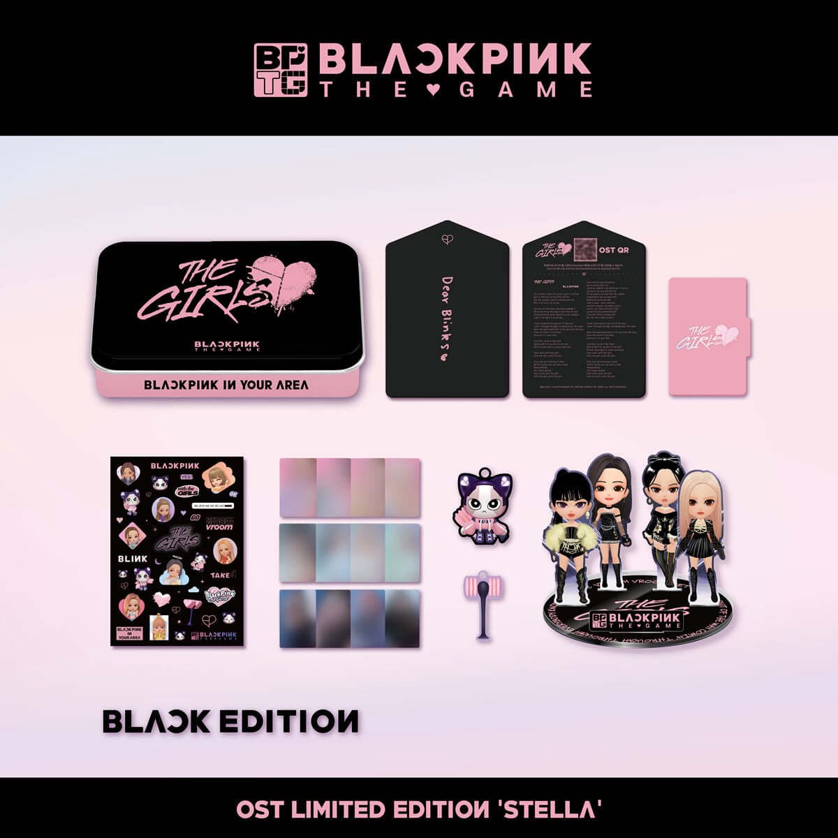 BLACKPINK The Game OST The Girls Stella version with Photocards, Standee, Keyring Pendants