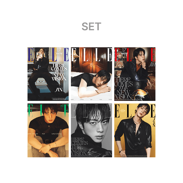 BTS JIN - ELLE KOREA MAGAZINE 2026 AUGUST ISSUE SET (A+B+C+D+E+F TYPE)