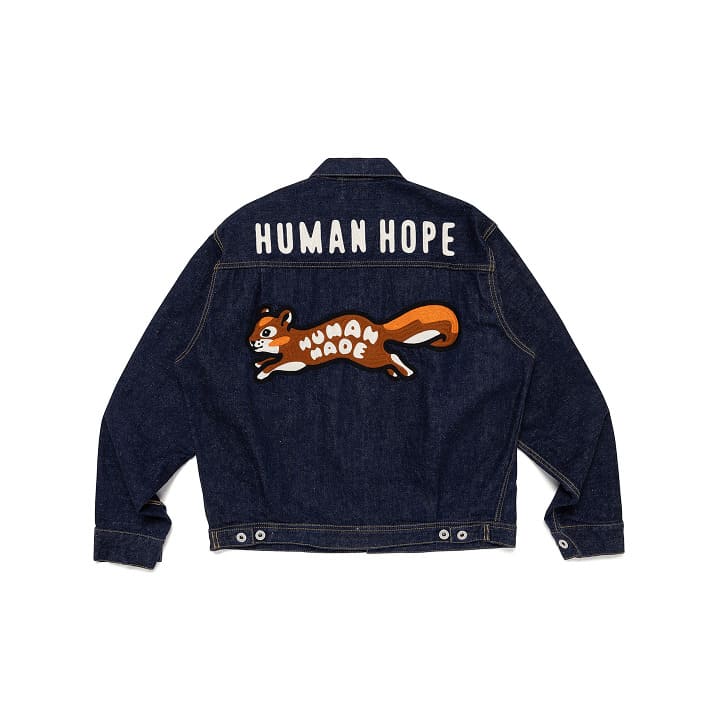 BTS J-HOPE X HUMAN MADE - HUMAN HOPE OFFICIAL MERCH DENIM WORK JACKET NAVY INDIGO