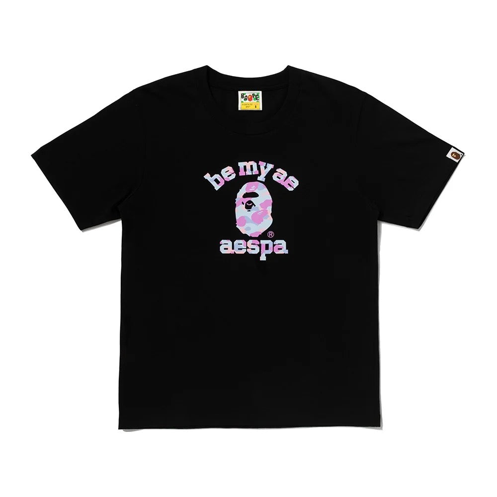 AESPA X BAPE - COLLEGE RELAXED FIT T-SHIRT BLACK