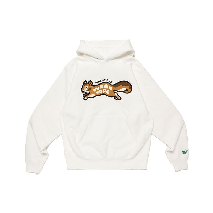 BTS J-HOPE X HUMAN MADE - HUMAN HOPE OFFICIAL MERCH HEAVYWEIGHT HOODIE WHITE