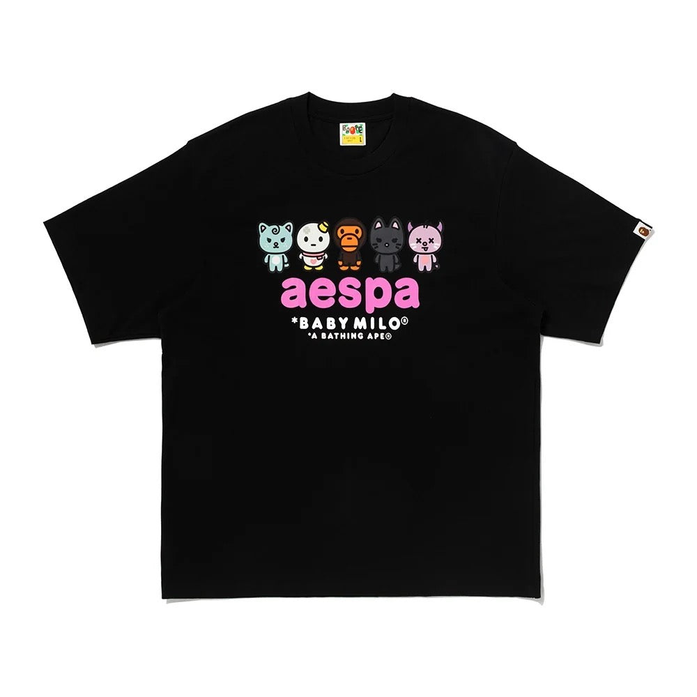 AESPA X BAPE - BABY MILO RELAXED FIT T-SHIRT BLACK