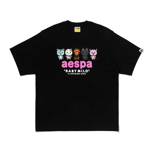 AESPA X BAPE - BABY MILO RELAXED FIT T-SHIRT BLACK