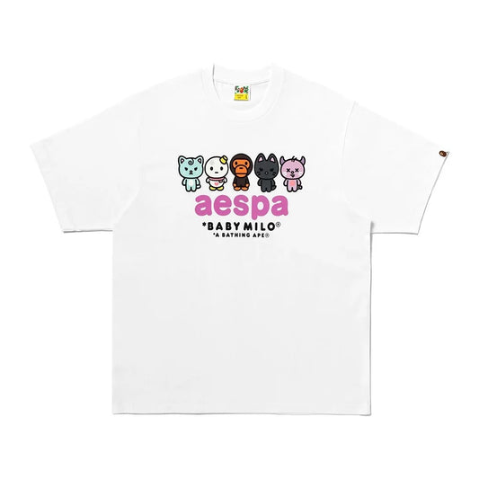 AESPA X BAPE - BABY MILO RELAXED FIT T-SHIRT WHITE