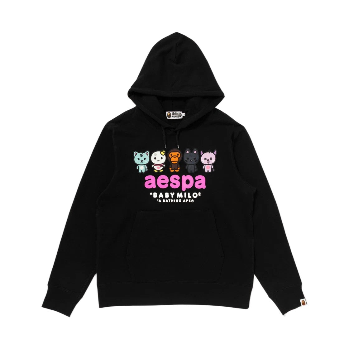 AESPA X BAPE - BABY MILO PULLOVER HOODIE BLACK