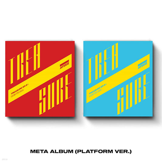 ATEEZ - TREASURE EP.3 : One To All Meta Album Platform version (Illusion, Wave version) with photocards, postcards.