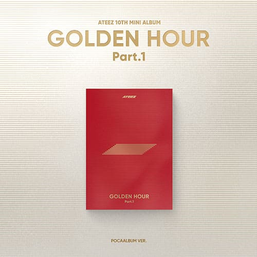 ATEEZ 10th Mini Album GOLDEN HOUR : PART.1 POCAALBUM version. with Photo stand, QR Card, Image card, Photocards, Sticker.