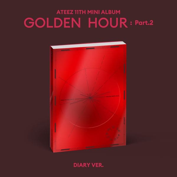 ATEEZ 11th Mini Album GOLDEN HOUR : PART.2 (DIARY VER.) with Photobook, Photocards, Sticker, Photo frame, Postcards, Folded poster.