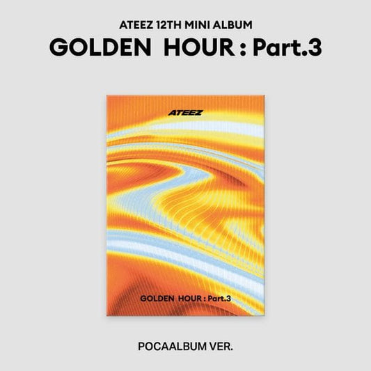 ATEEZ 12th Mini Album GOLDEN HOUR : PART.3 POCAALBUM VER. (MEMBER VERSION Selectable) with Photo stand, sticker, QR Card, Photocards, Image card, Polaroid.
