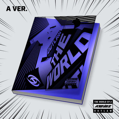 ATEEZ 9th Mini Album THE WORLD EP.2 : OUTLAW (A version) with Team label, Team book, Team mark, Emergency KIT, Partner card, Photocards, Action card, Polaroid.