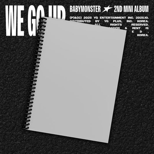 BABYMONSTER 2nd Mini Album 'WE GO UP' (GO VER.) with Photobook, CD, Envelope, Folded poster, Selfie photocard, Bookmark, Logo sticker.