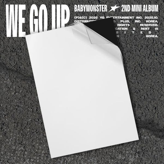 BABYMONSTER 2nd Mini Album 'WE GO UP' (WE VER.) with Photobook, CD, Envelope, Folded poster, Selfie photocard, Photo sticker, Logo sticker.