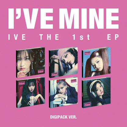 IVE 1st EP Album I’VE MINE DIGIPACK VER. (ANYUJIN / GAEUL / REI / JANWONYOUNG / LIZ / LEESEO VER.) with Photobook, CD-R, Photocard, Mini folded poster.