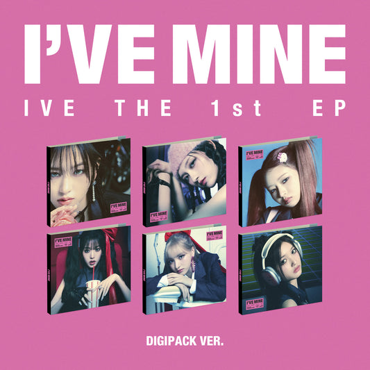 IVE 1st EP Album I’VE MINE DIGIPACK VER. (ANYUJIN / GAEUL / REI / JANWONYOUNG / LIZ / LEESEO VER.) with Photobook, CD-R, Photocard, Mini folded poster.