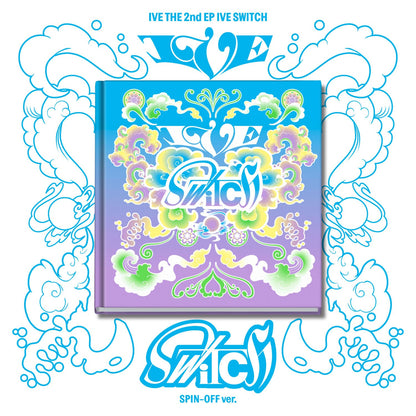 IVE 2nd EP Album IVE SWITCH (SPIN-OFF VER.) with Photobook, Photocard, CD-R, Folded heart card, Lenticular photocard, Folded poster.