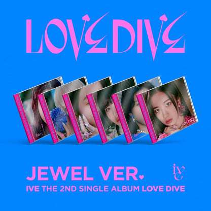 IVE 2nd Single Album LOVE DIVE JEWEL CASE VER. (YUJIN / GAEUL / REI / WONYOUNG / LIZ / LEESEO VER.) with Photobook, CD-R, Photocard, 2 Cut photo, Mini folded poster.