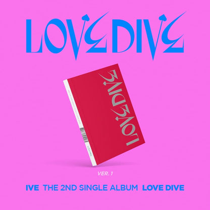 IVE 2nd Single Album LOVE DIVE (VER.1) with Photobook, CD-R, Photocard, Heart hologram card.