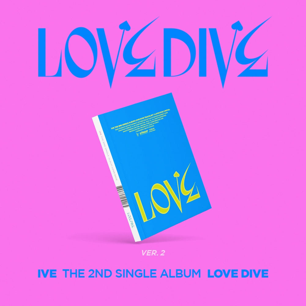 IVE 2nd Single Album LOVE DIVE (VER.2) with Photobook, CD-R, Photocard, Heart hologram card.