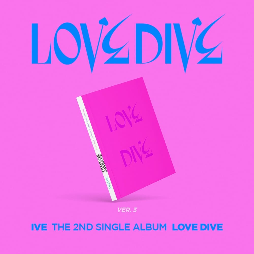 IVE 2nd Single Album LOVE DIVE (VER.3) with Photobook, CD-R, Photocard, Heart hologram card.