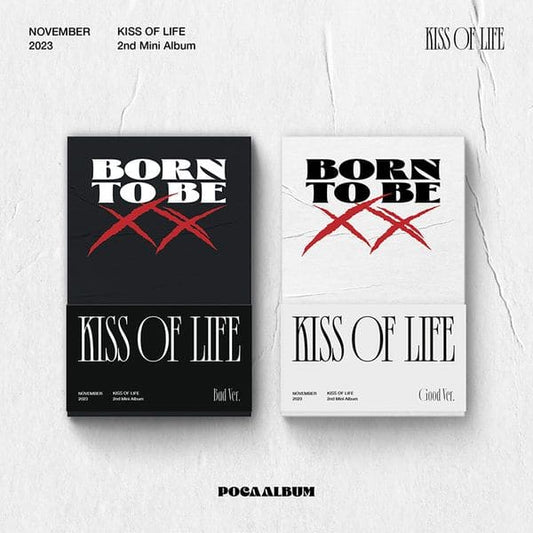KISS OF LIFE 2nd Mini Album 'BORN TO BE XX' POCA VER. (BAD / GOOD VER.) with Photo stand package, QR Card, Photocard, Sticker, Digital contents.