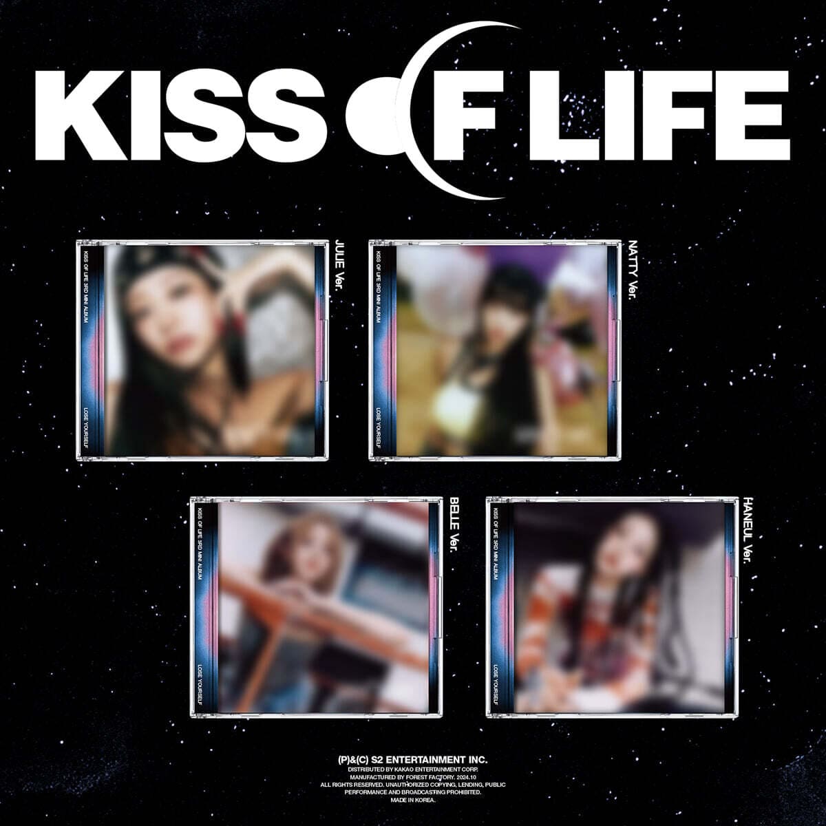 KISS OF LIFE 3rd Mini Album 'LOSE YOURSELF' JEWEL VER. (JULIE / NATTY / BELLE / HANEUL VER.) with Jewel case, Photobook, Photocard, CD-R, Square card.