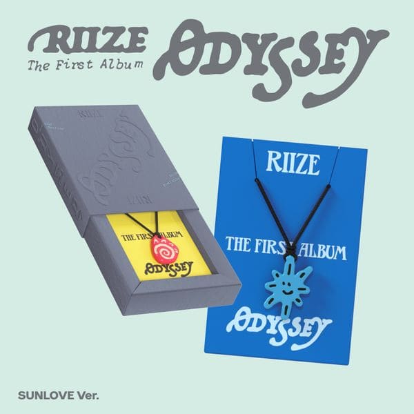 RIIZE 1st Full Album ODYSSEY SUNLOVE LIMITED EDITION (SMART ALBUM)
[O / D / S / E / Y / SUN VER.] with Necklace, Mini photobook, QR Card, Sticker, Photocard.